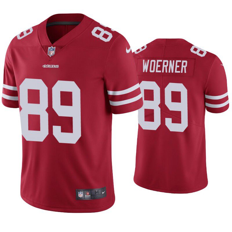 Men San Francisco 49ers #89 Charlie Woerner Nike Red Vapor Limited NFL Jersey